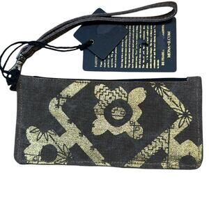 Mona B wallet wristlet distressed brown and gold accent